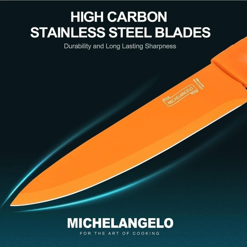 ✨️▪️ MICHELANGELO ▪️Kitchen sharp Knife Set, 10 Piece Nonstick Colored ✨️